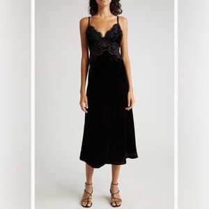 NWT $275 FARM Rio Richelieu Velvet Slipdress in BLACK - size Medium!